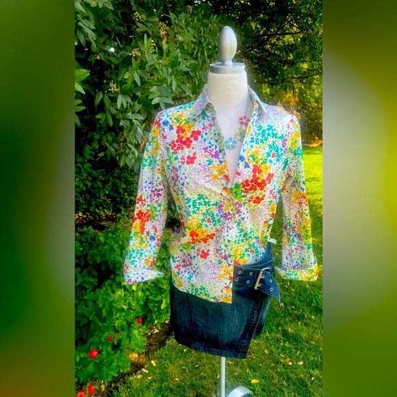 Orvis Colorful Floral Button Down Shirt - Picture 1 of 7